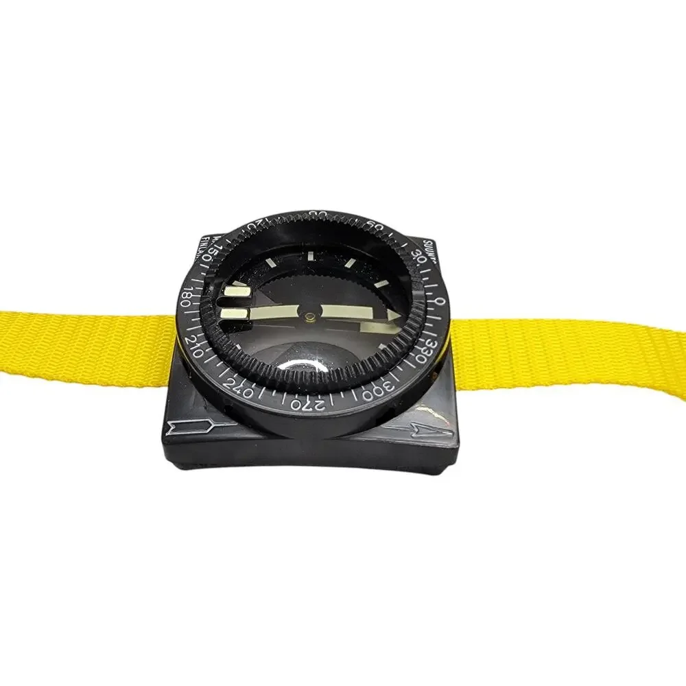 Vintage Suunto Wrist Dive Compass Square Scuba Yellow Strap Made in Finland